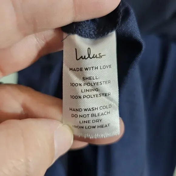 Lulus Women's Navy Blue Shifting Dears Long Sleeve Shift Dress Size Medium - Picture 9 of 9